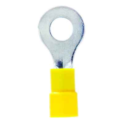 12-10 Ga. Insulated Wire Terminal Ring Yellow 5 Pk, 1/4 In Stud Size