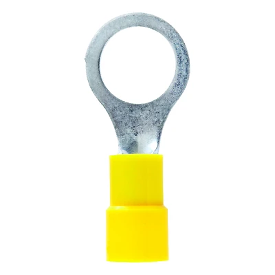 12-10 Ga. Insulated Wire Terminal Ring Yellow 5 Pk, 3/8 In Stud Size
