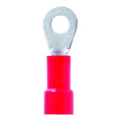 22-18 Ga. Insulated Wire Terminal Ring Red 5 Pk, Vinyl Insulated, #6 Stud