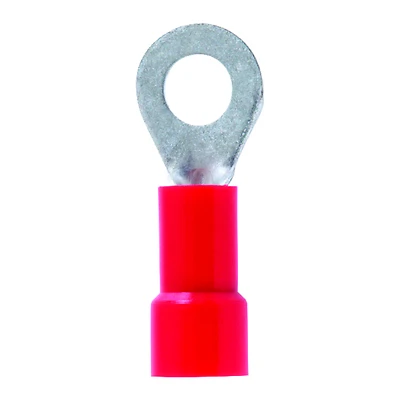 22-18 Ga. Insulated Wire Terminal Ring Red 5 Pk, #8 Stud Size, Vinyl Insulation