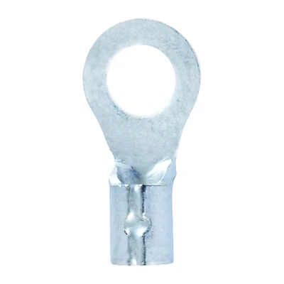 22-18 Ga. Uninsulated Wire Terminal Ring Silver, Copper Contact, #6 Stud, 5 Pk