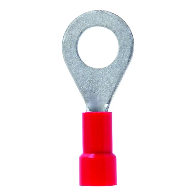 22-18 Ga. Insulated Wire Terminal Ring Red 5 Pk, 1/4 In Stud Size