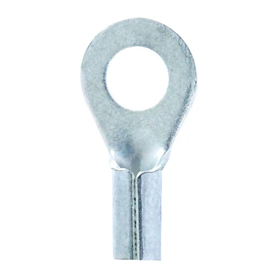 22-18 Ga. Uninsulated Wire Terminal Ring Silver, Copper Contact, #8 Stud, 5 Pk