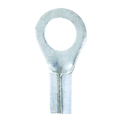22-18 Ga. Uninsulated Wire Terminal Ring Silver, Copper Contact, #10 Stud, 5 Pk