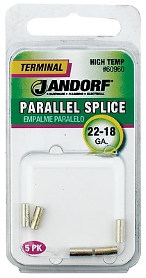 22-18 Ga. Uninsulated Wire Terminal Parallel Splice Connector Silver 5 Pk