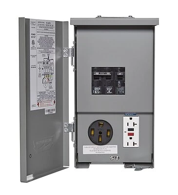 60 Amp Rv Panel Outlet With 50 Amp Receptacle, Breakers, Gfci Duplex And Heavy-duty Enclosure