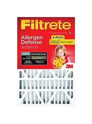 20x25x4 Pleated Allergen Air Filter, Merv 11, 2 Pk, Model Nadp03-2pk-1e