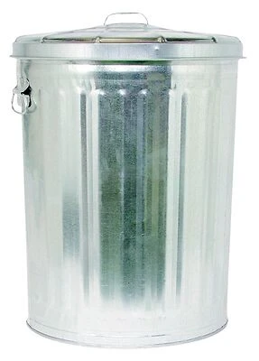 30 Gallon Galvanized Garbage Can With Lid And Side Drop Handles - 6 Pk