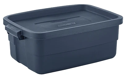 Rubbermaid RMRT100004 Roughneck Storage Tote, Dark Indigo, 10-Gallon