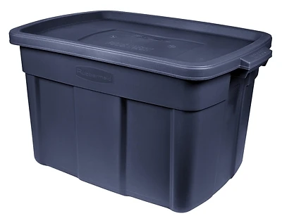 Rubbermaid RMRT180000 Roughneck Storage Tote, Dark Indigo Metallic, 18-Gallon