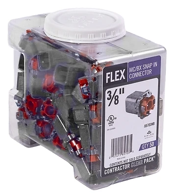 MC/BX Snap In Connector, 3/8-In., 50-Pk.