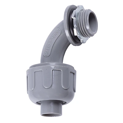 Halex 27691 PVC Liquid Tight Connector, 90-Degree Elbow, 0.5-In.
