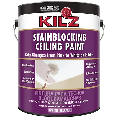 Kilz 68041 Stainblocking Ceiling Paint, White, 1 Gallon