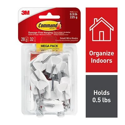 White Small Wire Hook (28-Hook/32-Strip per Pack)