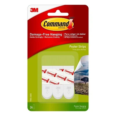 Command Poster Hanging Strips  Small  White  24-Pairs (17024-24ES)