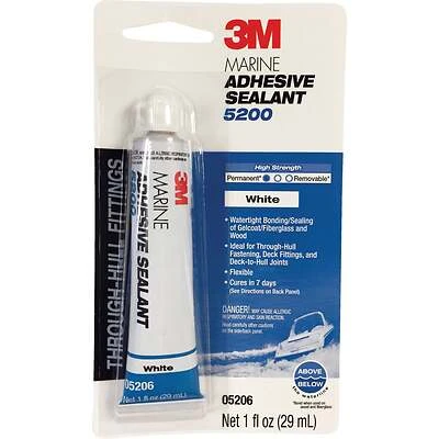 3M 05206 Marine Adhesive Sealant, White, 1 Oz Tube
