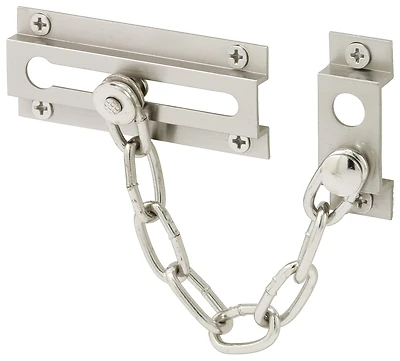 Satin Nickel Chain Door Guard With Solid Brass Keepers And Steel Chain