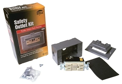 Hubbell 5874-5S GFCI Outlet Kit, 15A, 125V, Weatherproof Cover, Gray