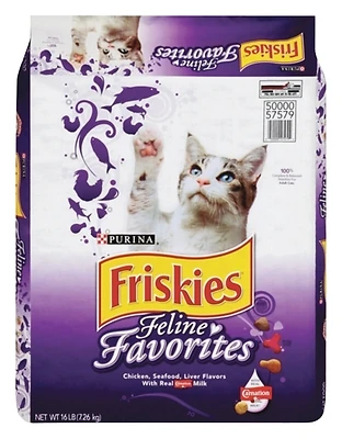 Purina Friskies 57579 Dry Cat Food, Feline Favorites, 16 lb.