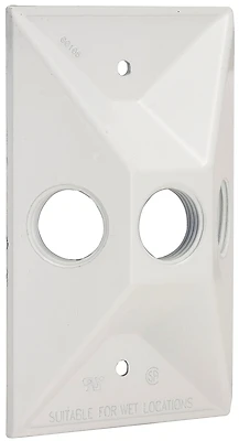 3-outlet Weatherproof Electrical Outdoor Box Cover, Zinc, White, Model 5189-1
