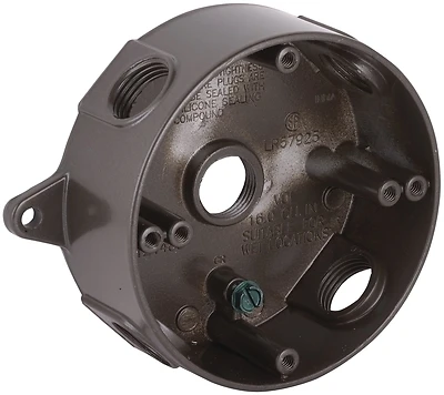 4 Inch 5-outlet Bronze Weatherproof Outdoor Round Box Model 5361-2