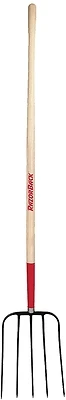 10-In. Forged Steel Manure Fork, 54-In. Handle, 5 Tines