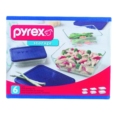 Pyrex 6004023 Bake N Store Glass Food Storage Set, 6-Pc.