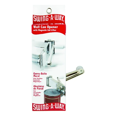Swing-A-Way 609WH Wall-Mount Can Opener, Magnetic Lid Lifter, White