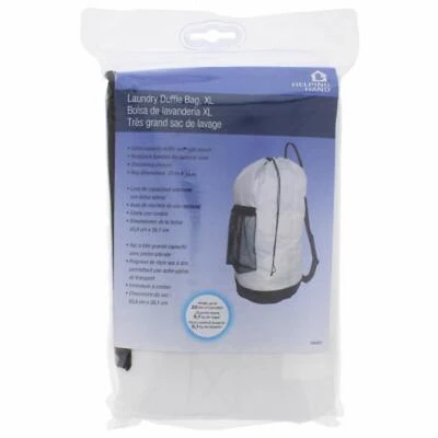 Laundry Duffle Bag, Black & White, 15 x 31-In.