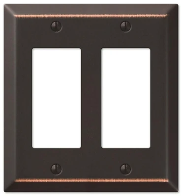 Amerelle 163RRDB Century 2-Gang Rocker Wall Plate, Aged Bronze Steel