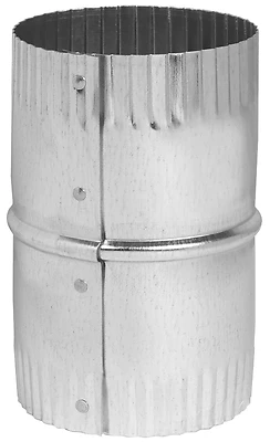 HVAC Duct Pipe Connector, Round, Crimped Ends, Galvanized, 6 In.