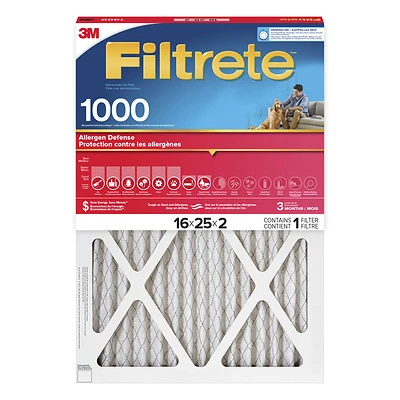 Filtrete NADP01-2IN-4 Allergen Defense Pleated Air Filter, 16x25x2 In., 1000 MPR