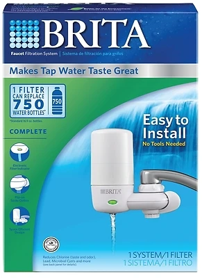 Brita 42201 Faucet Mount Water Filter System, 100 Gal Capacity, White
