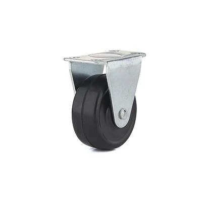 Rigid Plate Caster, Soft Rubber Wheel, 1-9/16 In.