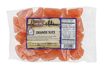 Family Choice 1109 Orange Slices Gummi Candy, 14 Oz