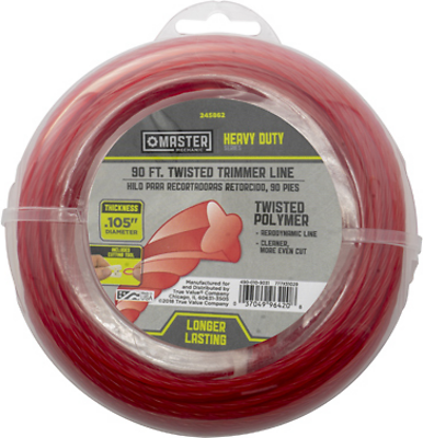 Twisted String Grass Trimmer Line, Orange Red, .105 In. Dia. x 90 Ft.