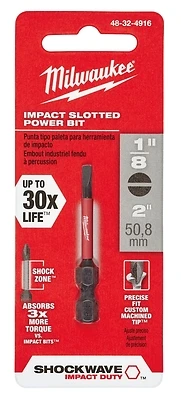 Milwaukee Shockwave 48-32-4916 Slotted 1/8 In. Power Impact Screwdriver Bit, 2 In.