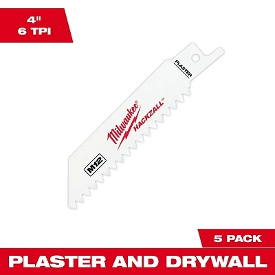 Hackzall 4 In. 12 Tpi Plaster Reciprocating Saw Blades (5-pack) Model 49-00-5461