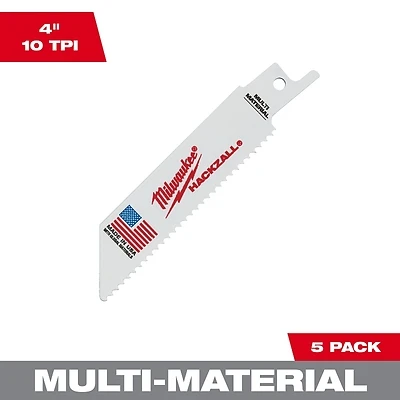 Hackzall 4 In. 10 Tpi Multi-material Reciprocating Saw Blades (5-pack) Model 49-00-5410