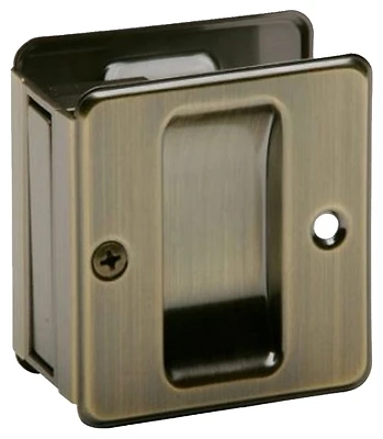 Passage Antique Brass Pocket Door Pull For 1-3/8" To 1-1/2" Thick Doors