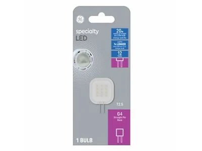 GE 93130146 LED Bulb, T2.5 Lamp, 20 W Equivalent, G4 2-Pin Lamp Base, Non-Dimmable, Warm White, 3000 K Color Temp