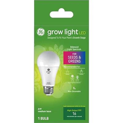 Ge - LED Horticultural Grow Light Bulb for Seeds & Greens, A19 Shape, 1.9 Watt