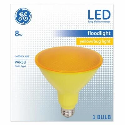GE LED Flood Bulb, Yellow, PAR38, 8W, 90W Equivalent