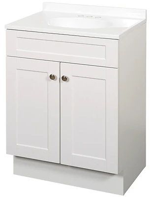 White 24 In. W X 35 In. H X 18 In. D Shaker Vanity With Cultured Marble Top