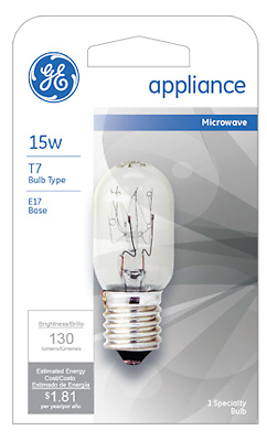 GE Appliance Light Bulb, 15 Watt, T7 Clear, E17 Base