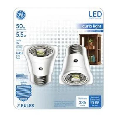 GE Industrial Solutions 29076 LED Bulb, Flood/Spotlight, PAR16 Lamp, 50 W Equivalent, E26 Lamp Base, Dimmable, Clear