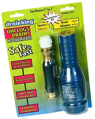Drain King VIP-1 Water-Powered Drain Opener Kit, 1-2 In. Drains