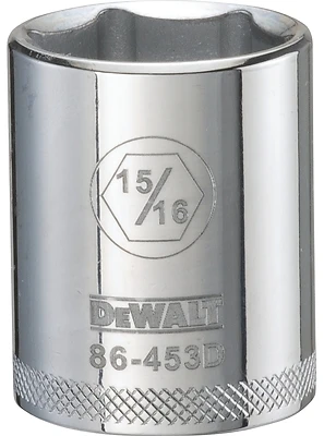DeWalt SAE Socket, 15/16 In., 1/2 In. Drive, 6-Point, Shallow