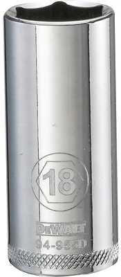 DeWalt DWMT94955OSP Metric Deep Socket, 6-Point, 3/8 In. Drive, 18mm