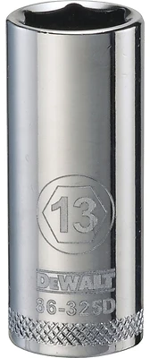 Metric Deep Socket, 6-Point, 3/8 In. Drive, 13mm